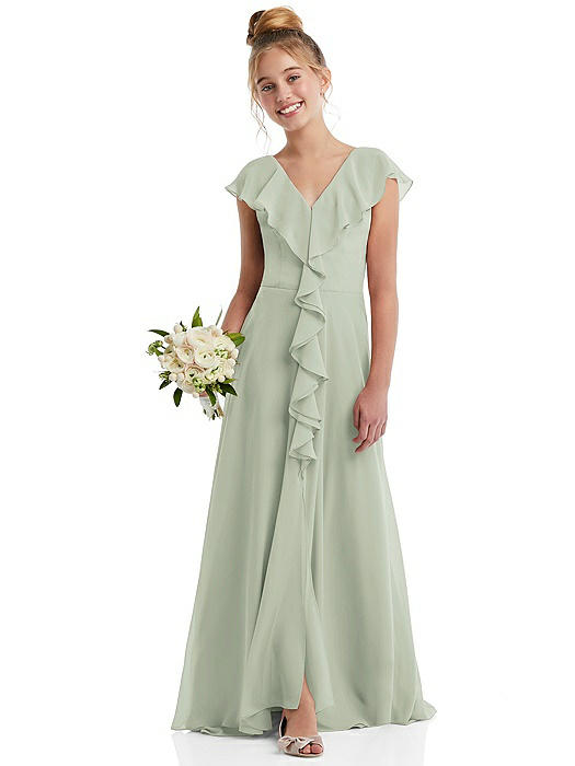 Cascading Ruffle Full Skirt Chiffon Junior Bridesmaid Dress