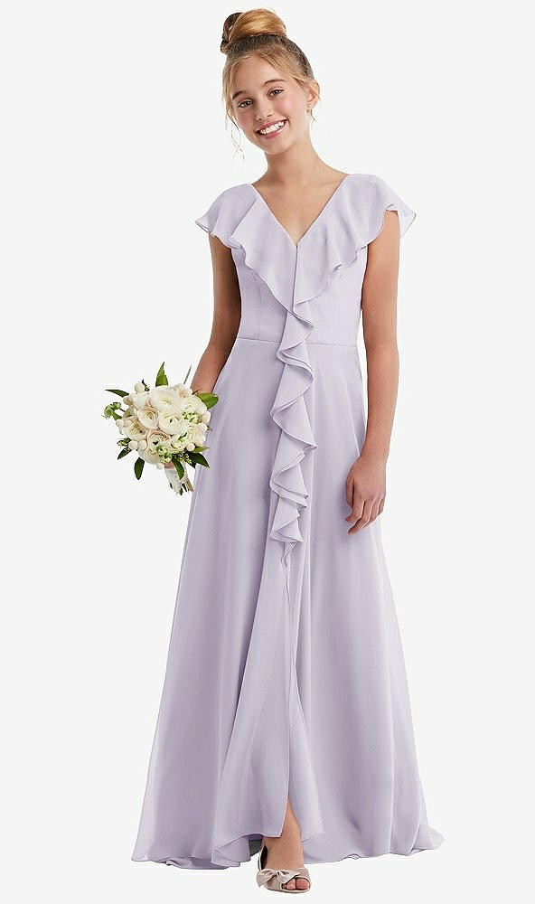 Front View - Moondance Cascading Ruffle Full Skirt Chiffon Junior Bridesmaid Dress