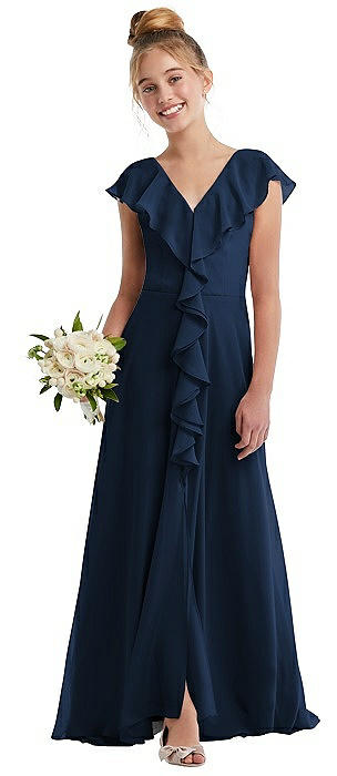 Cascading Ruffle Full Skirt Chiffon Junior Bridesmaid Dress