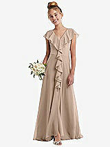 Front View Thumbnail - Topaz Cascading Ruffle Full Skirt Chiffon Junior Bridesmaid Dress