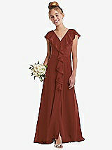 Front View Thumbnail - Auburn Moon Cascading Ruffle Full Skirt Chiffon Junior Bridesmaid Dress