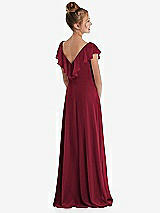 Rear View Thumbnail - Burgundy Cascading Ruffle Full Skirt Chiffon Junior Bridesmaid Dress