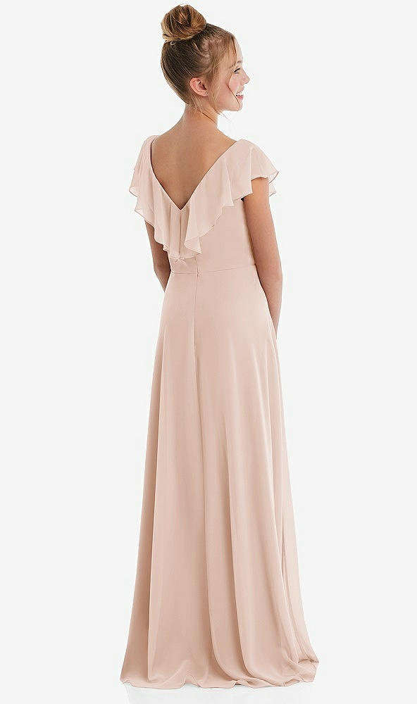 Back View - Cameo Cascading Ruffle Full Skirt Chiffon Junior Bridesmaid Dress