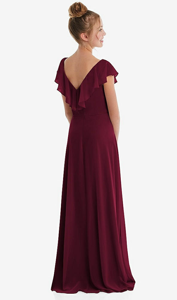 Back View - Cabernet Cascading Ruffle Full Skirt Chiffon Junior Bridesmaid Dress