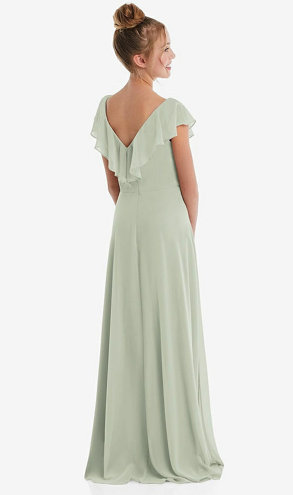 Back View - Celadon Cascading Ruffle Full Skirt Chiffon Junior Bridesmaid Dress