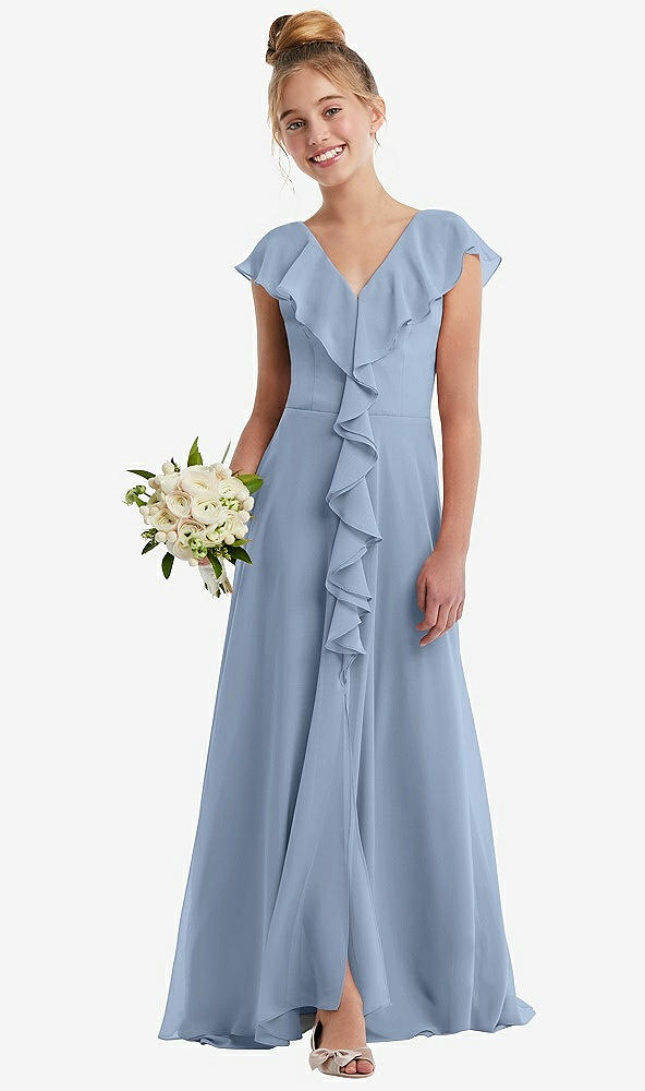 Front View - Cloudy Cascading Ruffle Full Skirt Chiffon Junior Bridesmaid Dress