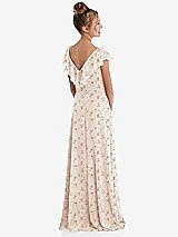 Rear View Thumbnail - Coquette Floral Print Cascading Ruffle Full Skirt Chiffon Junior Bridesmaid Dress