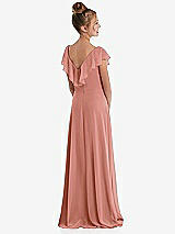 Rear View Thumbnail - Desert Rose Cascading Ruffle Full Skirt Chiffon Junior Bridesmaid Dress