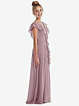 Side View Thumbnail - Dusty Rose Cascading Ruffle Full Skirt Chiffon Junior Bridesmaid Dress