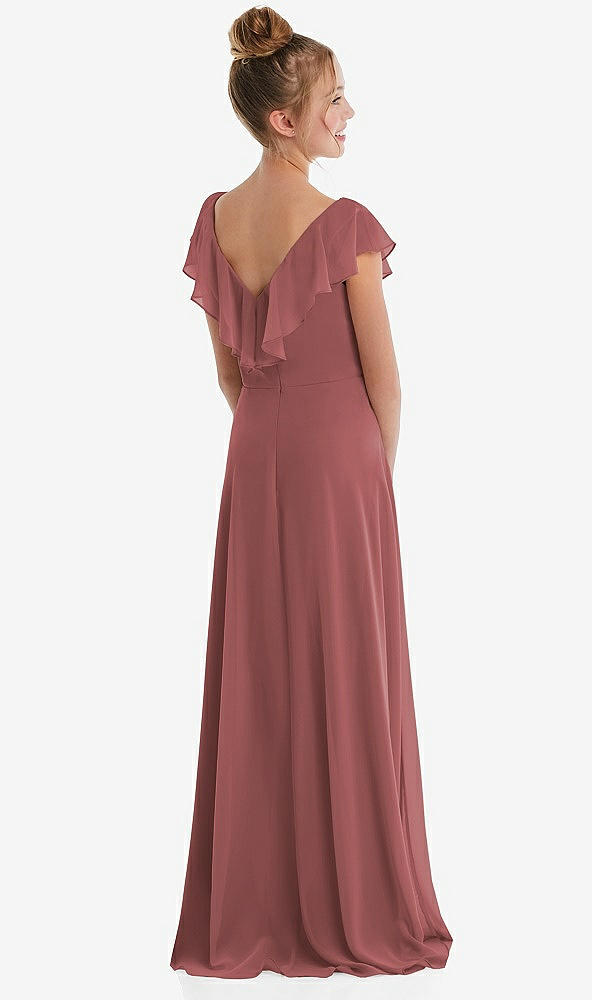 Back View - English Rose Cascading Ruffle Full Skirt Chiffon Junior Bridesmaid Dress