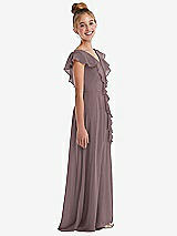 Side View Thumbnail - French Truffle Cascading Ruffle Full Skirt Chiffon Junior Bridesmaid Dress