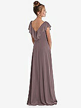 Rear View Thumbnail - French Truffle Cascading Ruffle Full Skirt Chiffon Junior Bridesmaid Dress