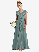 Front View Thumbnail - Icelandic Cascading Ruffle Full Skirt Chiffon Junior Bridesmaid Dress