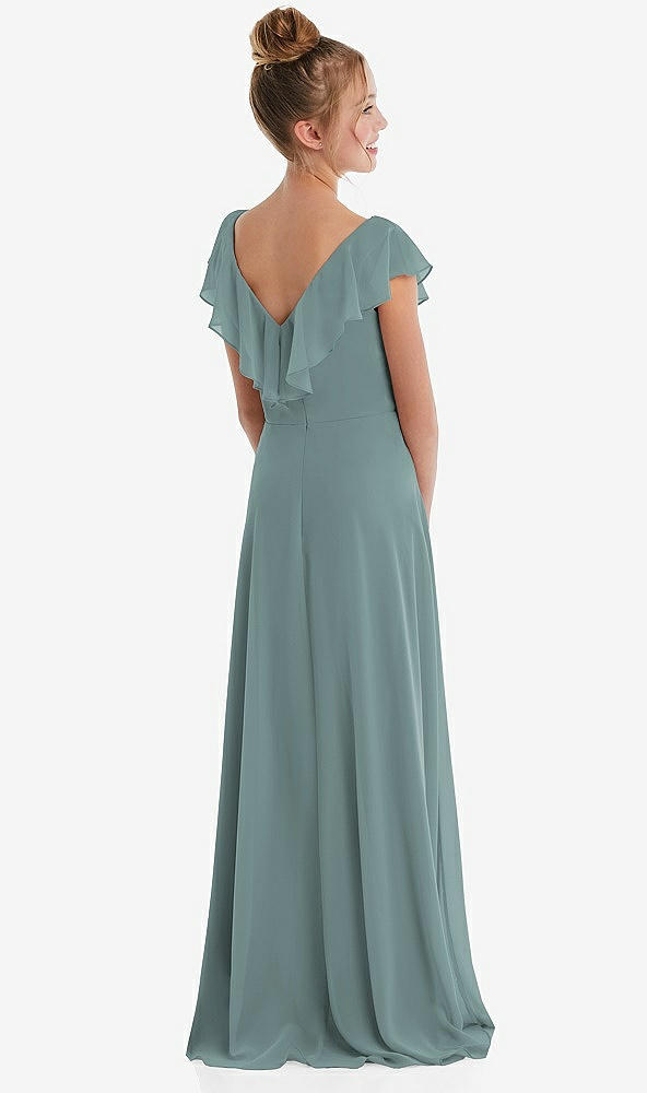 Back View - Icelandic Cascading Ruffle Full Skirt Chiffon Junior Bridesmaid Dress