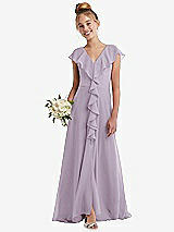 Front View Thumbnail - Lilac Haze Cascading Ruffle Full Skirt Chiffon Junior Bridesmaid Dress