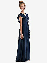 Side View Thumbnail - Midnight Navy Cascading Ruffle Full Skirt Chiffon Junior Bridesmaid Dress