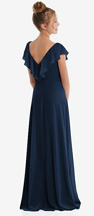 Midnight Navy Cap Sleeve Junior Bridesmaid Dresses