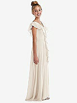 Side View Thumbnail - Oat Cascading Ruffle Full Skirt Chiffon Junior Bridesmaid Dress