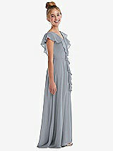 Side View Thumbnail - Platinum Cascading Ruffle Full Skirt Chiffon Junior Bridesmaid Dress