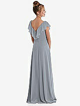 Rear View Thumbnail - Platinum Cascading Ruffle Full Skirt Chiffon Junior Bridesmaid Dress