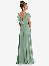 Rear View Thumbnail - Seagrass Cascading Ruffle Full Skirt Chiffon Junior Bridesmaid Dress