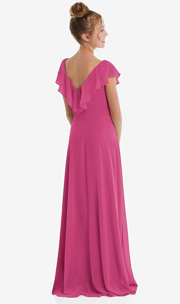 Back View - Tea Rose Cascading Ruffle Full Skirt Chiffon Junior Bridesmaid Dress