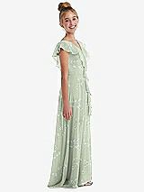 Side View Thumbnail - Vintage Primrose Sage Cascading Ruffle Full Skirt Chiffon Junior Bridesmaid Dress