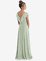 Rear View Thumbnail - Vintage Primrose Sage Cascading Ruffle Full Skirt Chiffon Junior Bridesmaid Dress