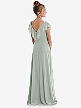 Rear View Thumbnail - Willow Green Cascading Ruffle Full Skirt Chiffon Junior Bridesmaid Dress