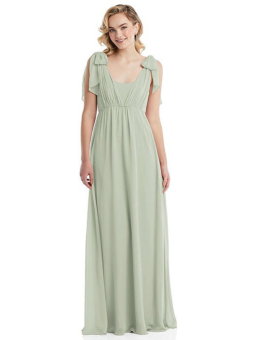 Empire Waist Shirred Skirt Convertible Sash Tie Maxi Dress