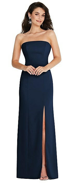 Strapless Scoop Back Maxi Dress with Front Slit