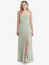 Front View Thumbnail - Celadon Cuffed Strapless Maxi Dress with Front Slit