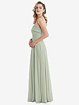 Side View Thumbnail - Celadon Cuffed Strapless Maxi Dress with Front Slit