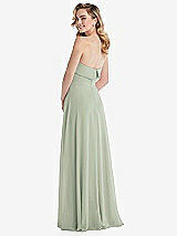 Rear View Thumbnail - Celadon Cuffed Strapless Maxi Dress with Front Slit