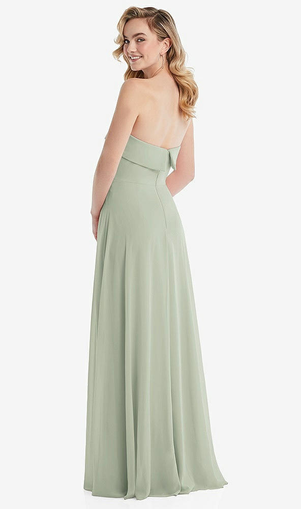 Back View - Celadon Cuffed Strapless Maxi Dress with Front Slit