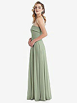 Side View Thumbnail - Sage Cuffed Strapless Maxi Dress with Front Slit