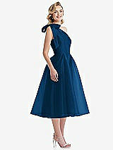 Side View Thumbnail - Comet Scarf-Tie One-Shoulder Organdy Midi Dress 