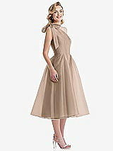 Side View Thumbnail - Topaz Scarf-Tie One-Shoulder Organdy Midi Dress 