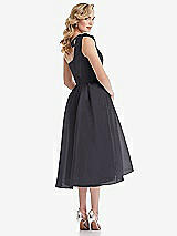 Rear View Thumbnail - Onyx Scarf-Tie One-Shoulder Organdy Midi Dress 