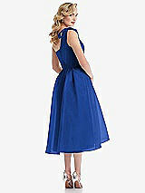 Rear View Thumbnail - Sapphire Scarf-Tie One-Shoulder Organdy Midi Dress 