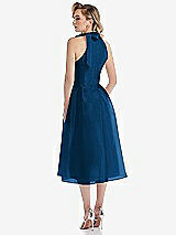 Rear View Thumbnail - Comet Scarf-Tie High-Neck Halter Organdy Midi Dress