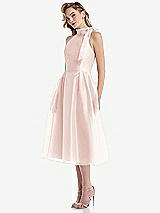 Side View Thumbnail - Blush Scarf-Tie High-Neck Halter Organdy Midi Dress