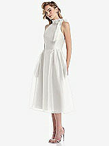 Side View Thumbnail - Starlight Scarf-Tie High-Neck Halter Organdy Midi Dress