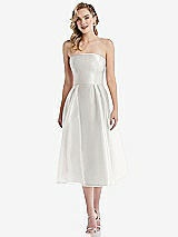 Front View Thumbnail - Starlight Strapless Pleated Skirt Organdy Midi Dress