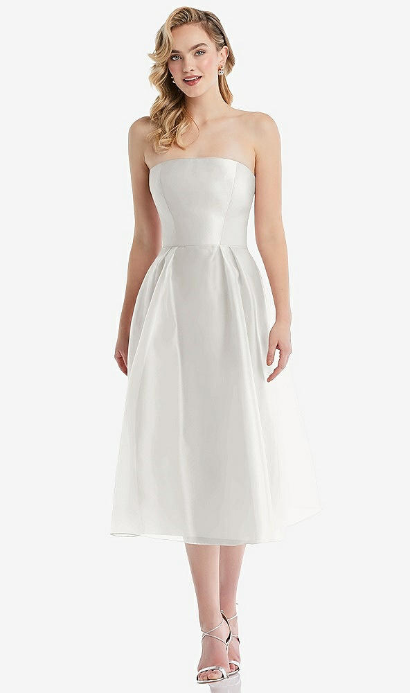 Front View - Starlight Strapless Pleated Skirt Organdy Midi Dress