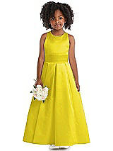 Front View Thumbnail - Citrus Sleeveless Pleated Skirt Satin Flower Girl Dress