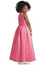 Rear View Thumbnail - Punch Sleeveless Pleated Skirt Satin Flower Girl Dress