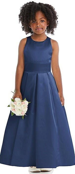 Sleeveless Pleated Skirt Satin Flower Girl Dress