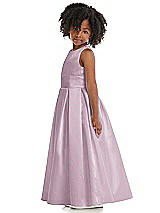 Side View Thumbnail - Suede Rose Sleeveless Pleated Skirt Satin Flower Girl Dress