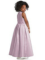 Rear View Thumbnail - Suede Rose Sleeveless Pleated Skirt Satin Flower Girl Dress